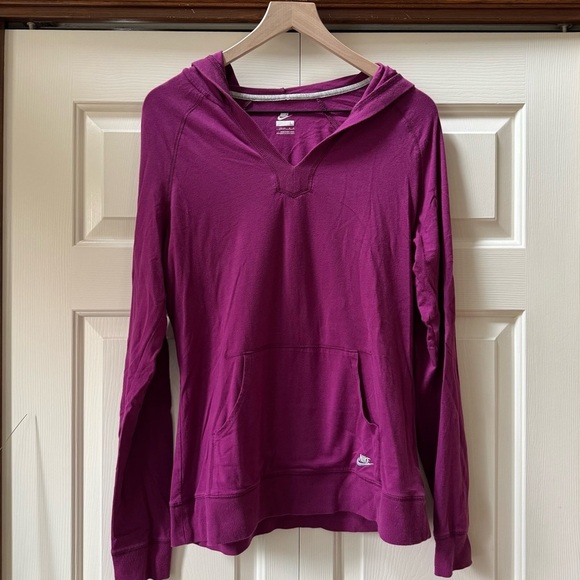 Vintage Nike V-Neck Hooded Long Sleeve Short Women’s size Large - Picture 1 of 9